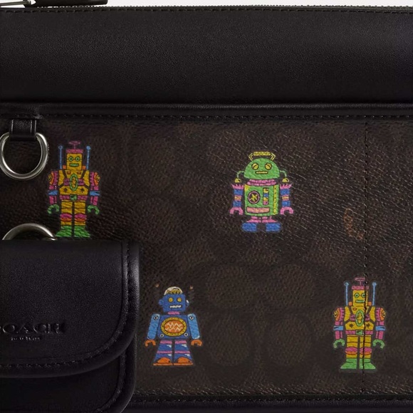NWT！COACH Cosmic Heritage Convertible Crossbody In Signature With Robot（CW341） - Picture 5 of 5